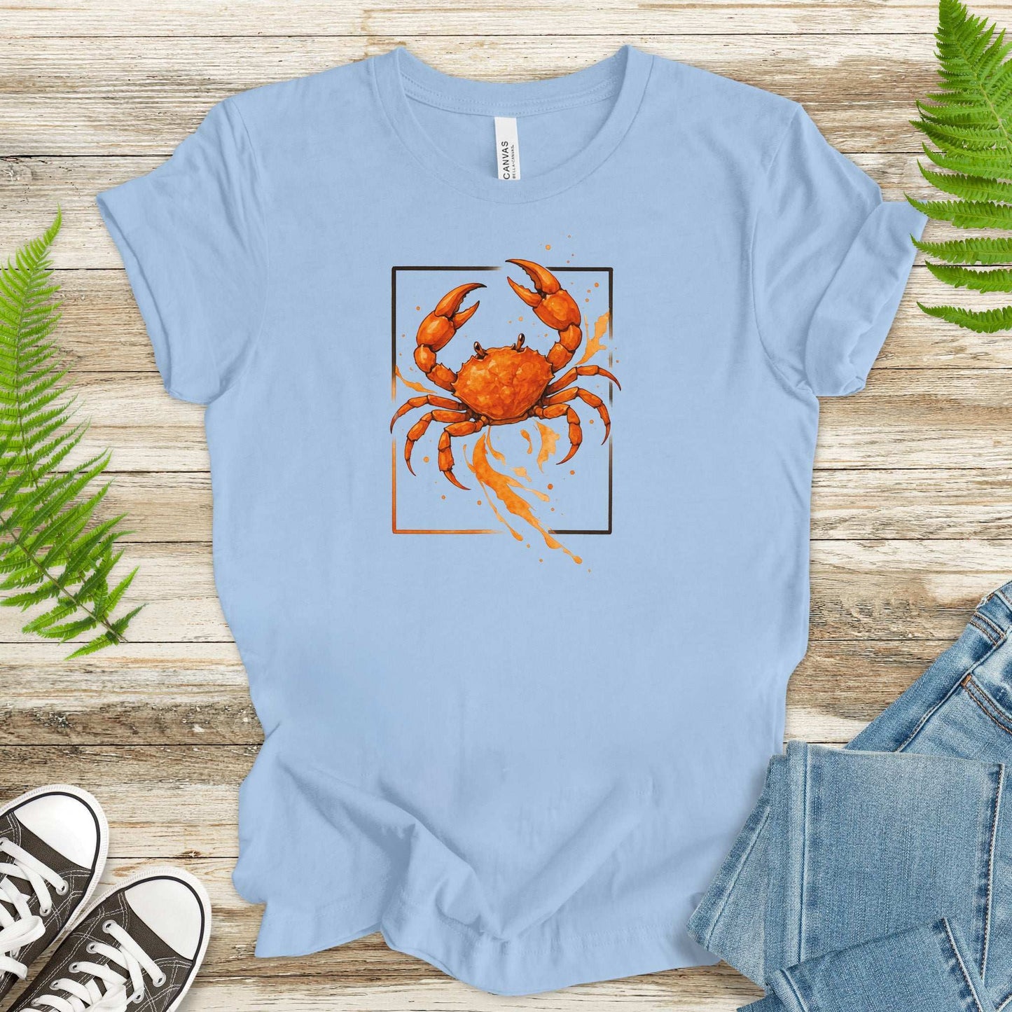 Watercolor Crab T-Shirt – Vibrant Ocean Animal Beach Tee