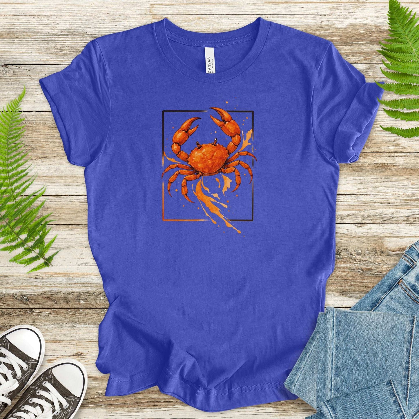 Watercolor Crab T-Shirt – Vibrant Ocean Animal Beach Tee