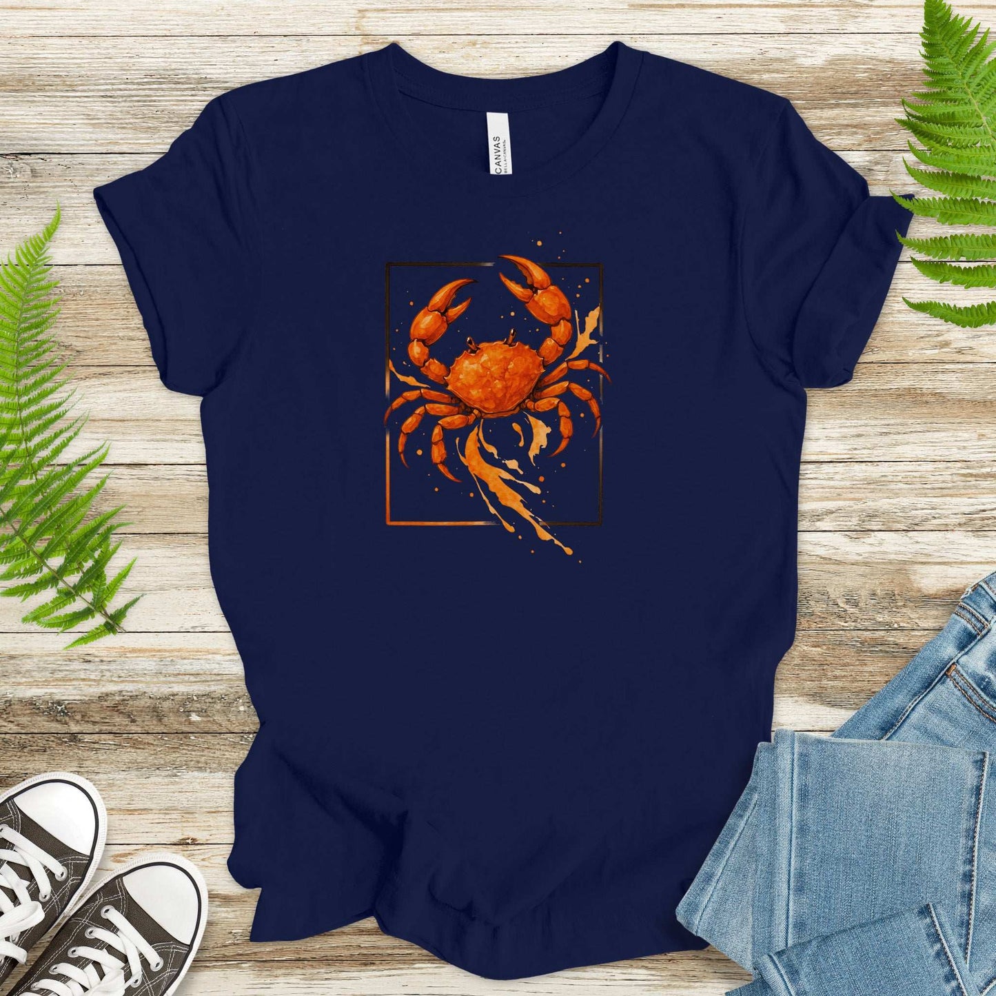Watercolor Crab T-Shirt – Vibrant Ocean Animal Beach Tee