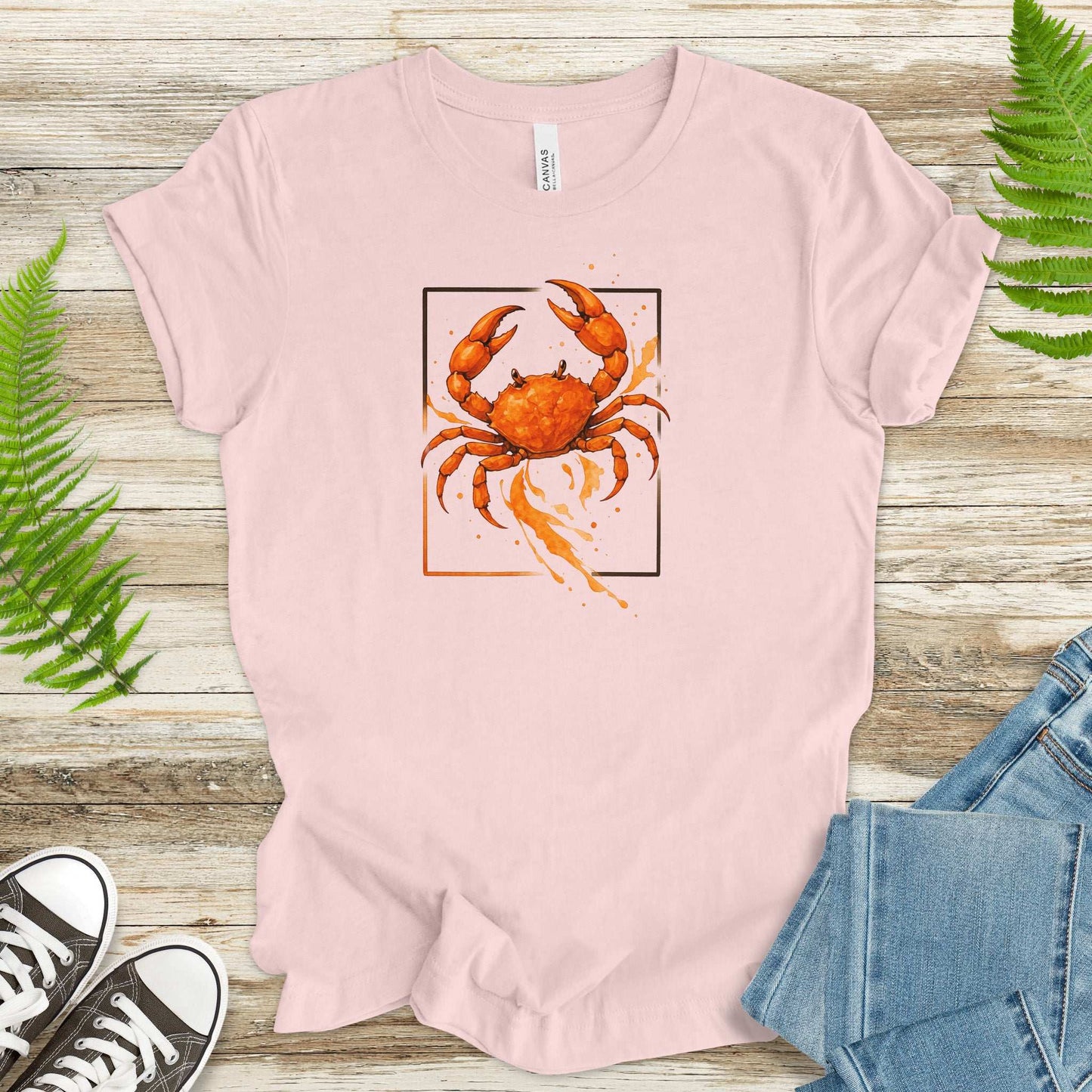Watercolor Crab T-Shirt – Vibrant Ocean Animal Beach Tee