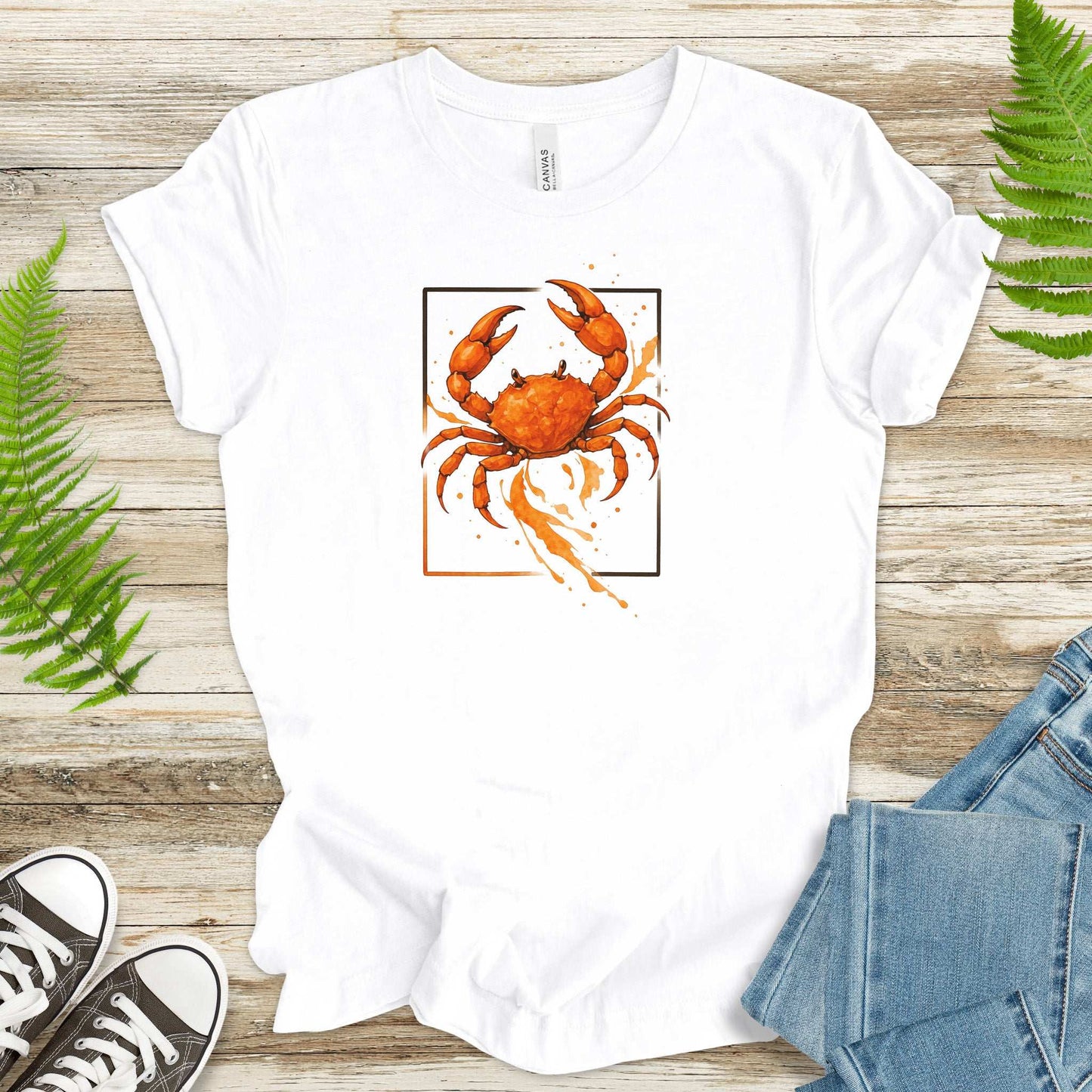Watercolor Crab T-Shirt – Vibrant Ocean Animal Beach Tee