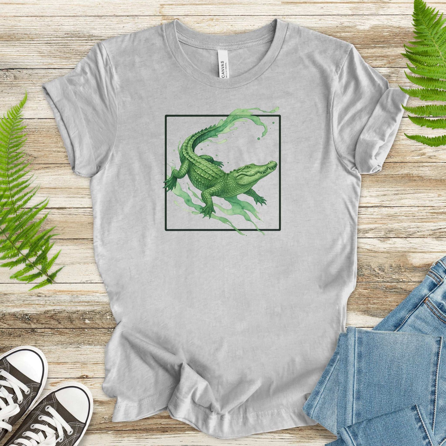 Watercolor Crocodile T-Shirt – Retro Reptile Wildlife Tee