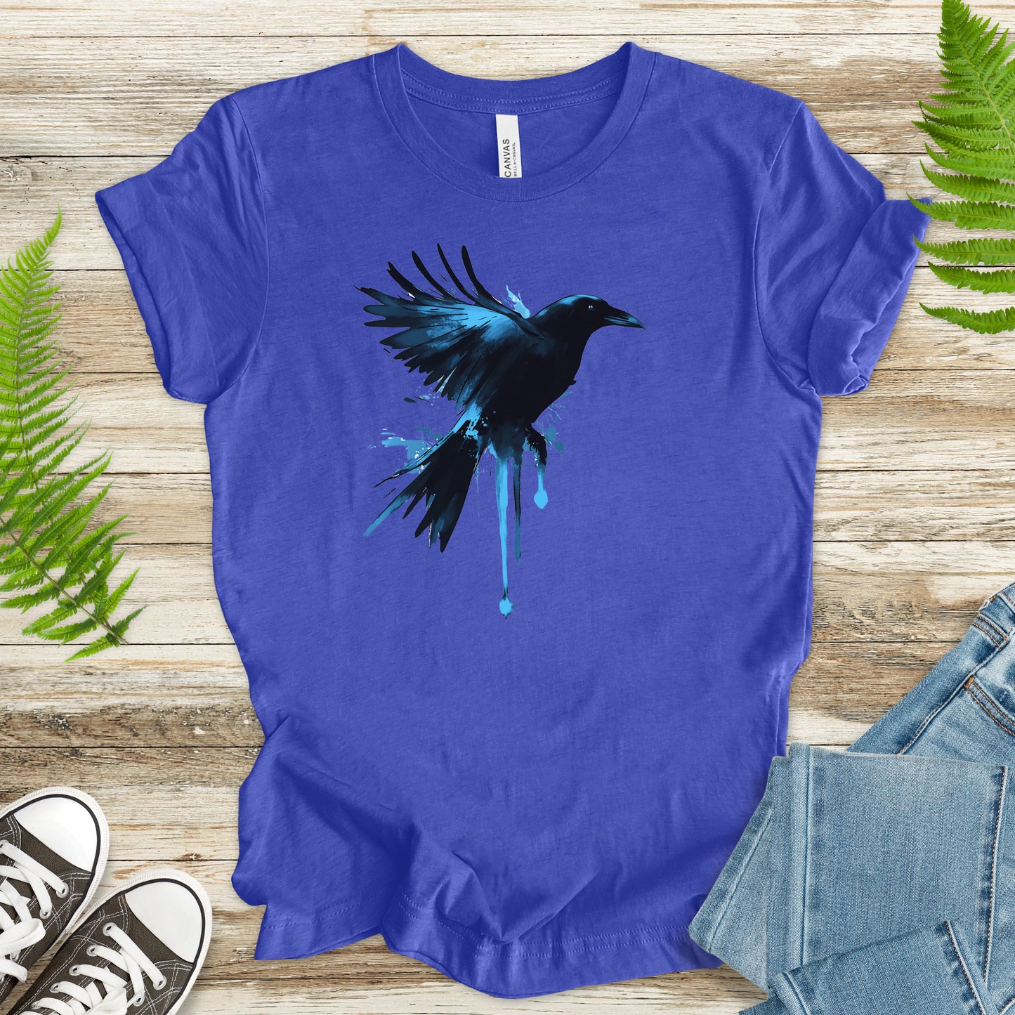 Watercolor Crow T-Shirt – Artistic Raven Spirit Bird Tee