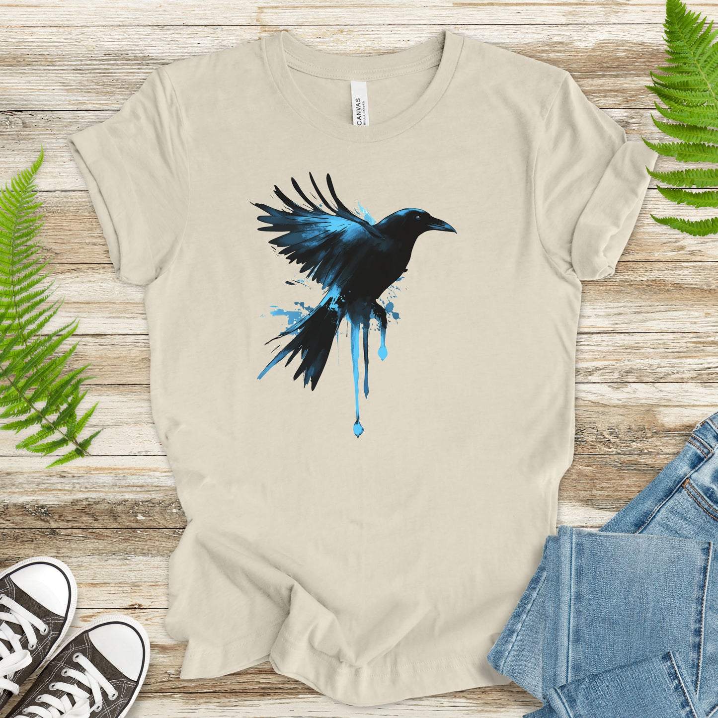 Watercolor Crow T-Shirt – Artistic Raven Spirit Bird Tee