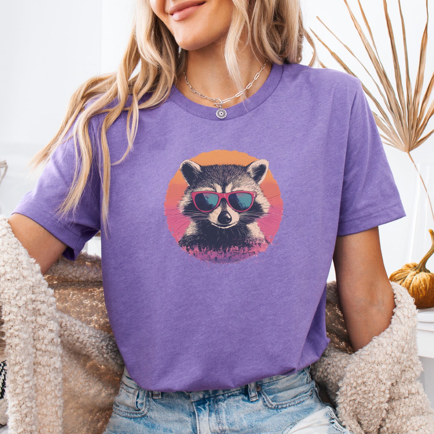 Retro Raccoon & Vintage Sun T-Shirt