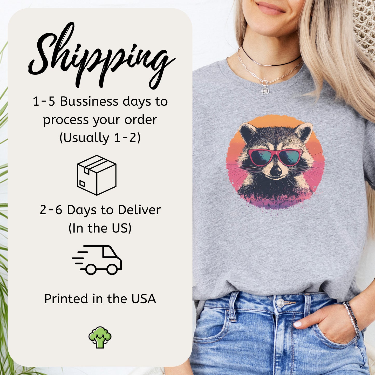Retro Raccoon & Vintage Sun T-Shirt