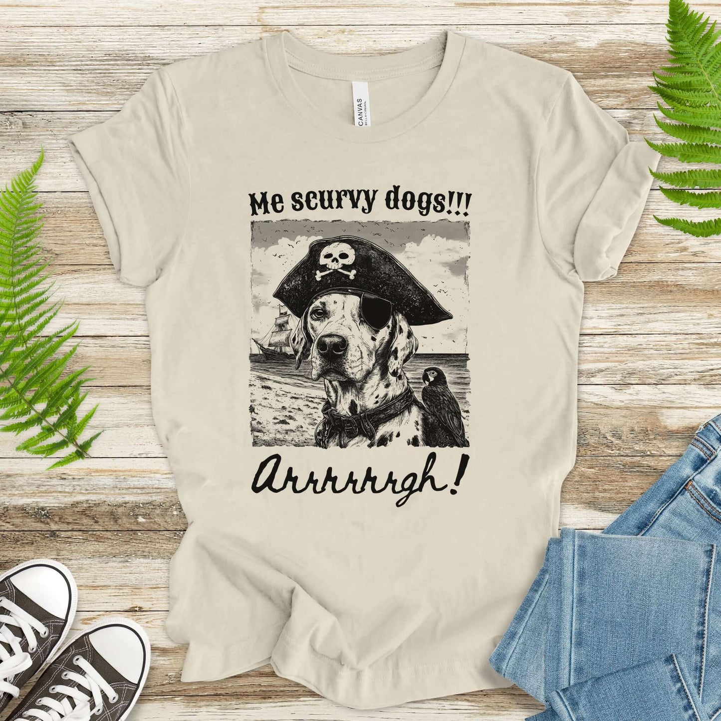Retro Pirate Dalmatian Dog T-Shirt