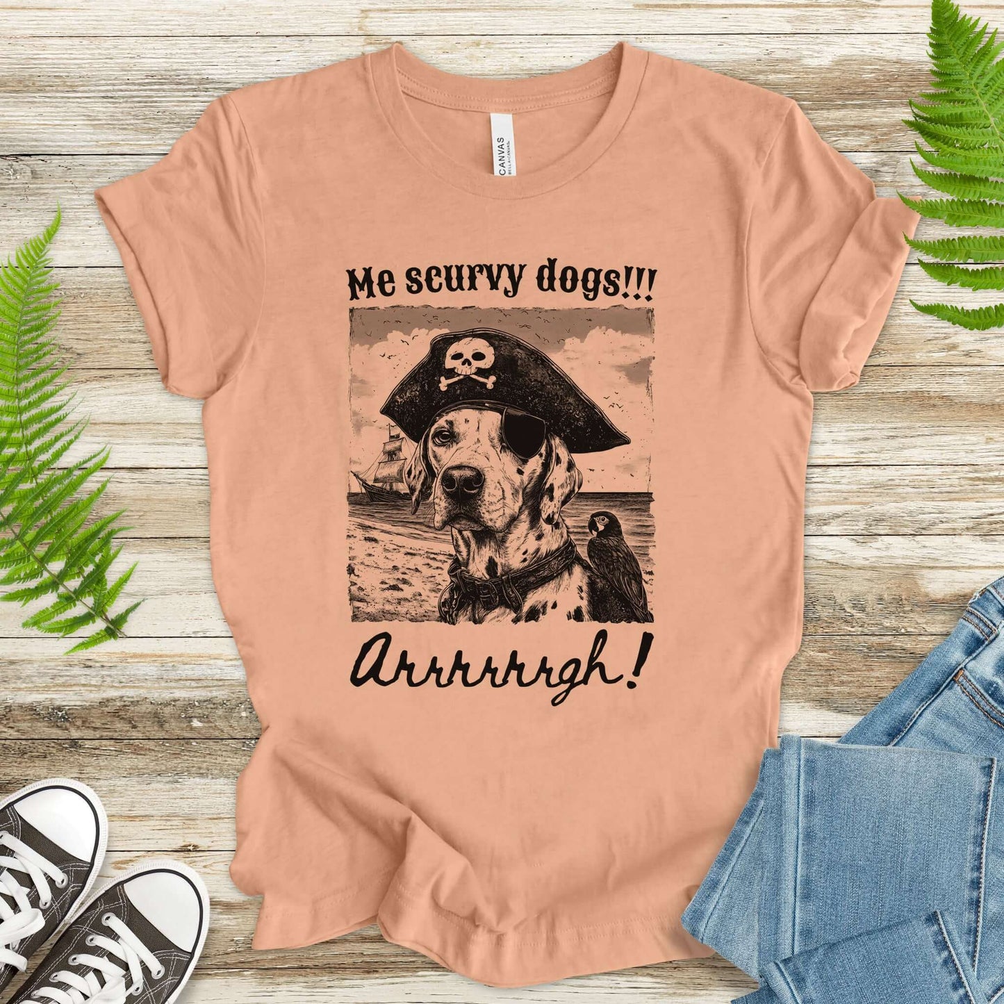 Retro Pirate Dalmatian Dog T-Shirt