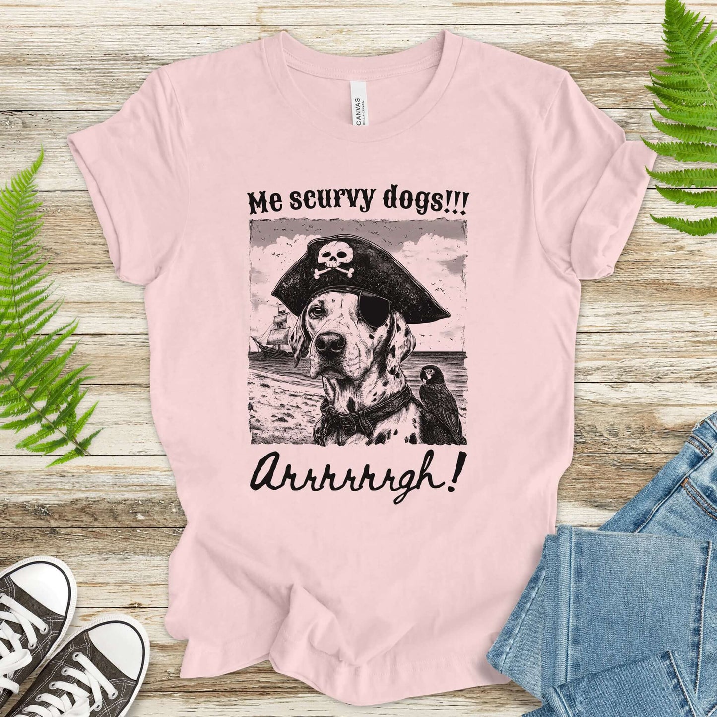 Retro Pirate Dalmatian Dog T-Shirt