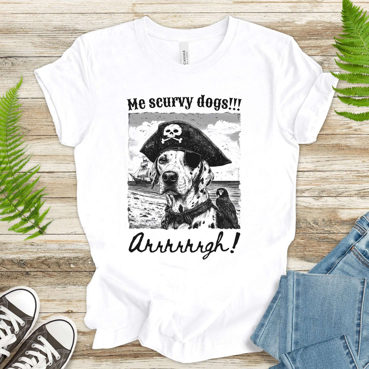 Retro Pirate Dalmatian Dog T-Shirt