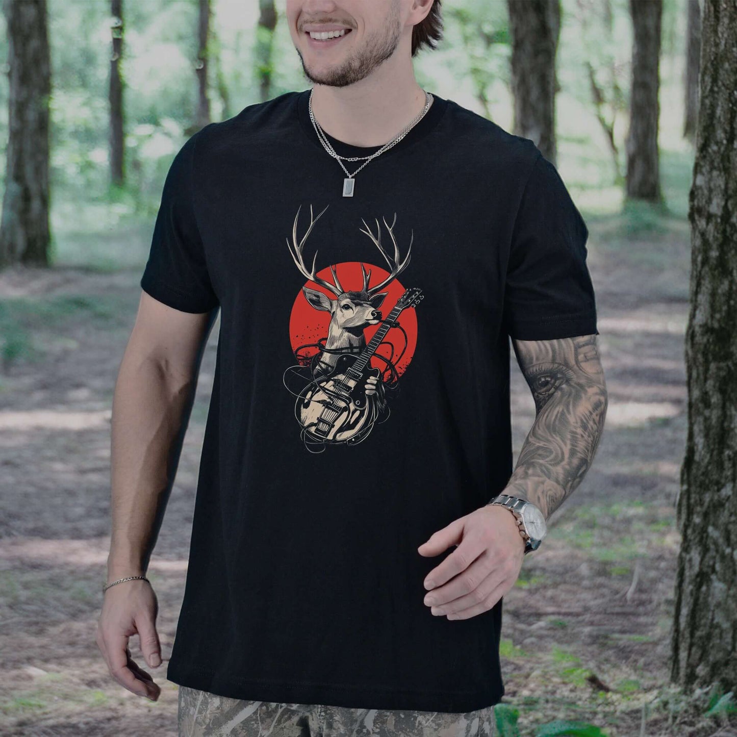 Rock & Roam – Japanese Style Deer Guitarist T-Shirt