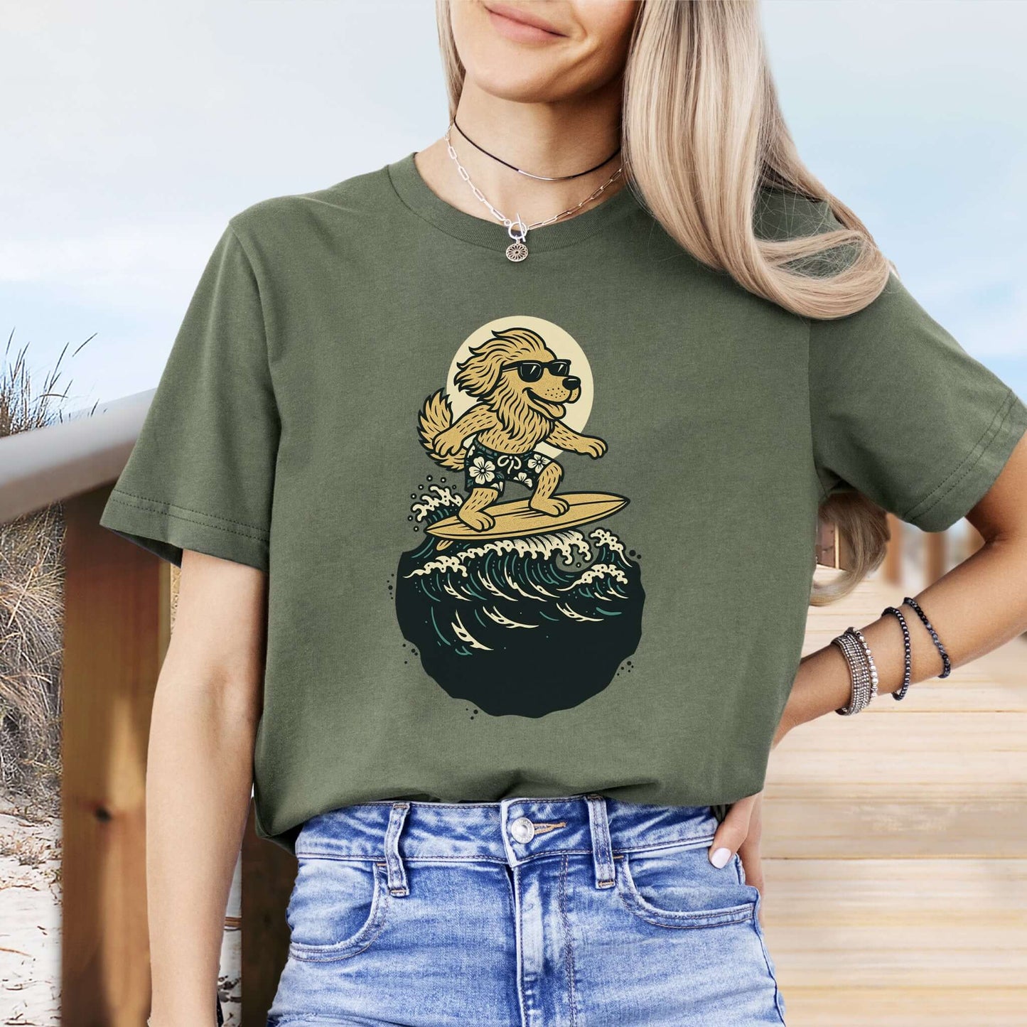 Surfing Dog in Shades T-Shirt