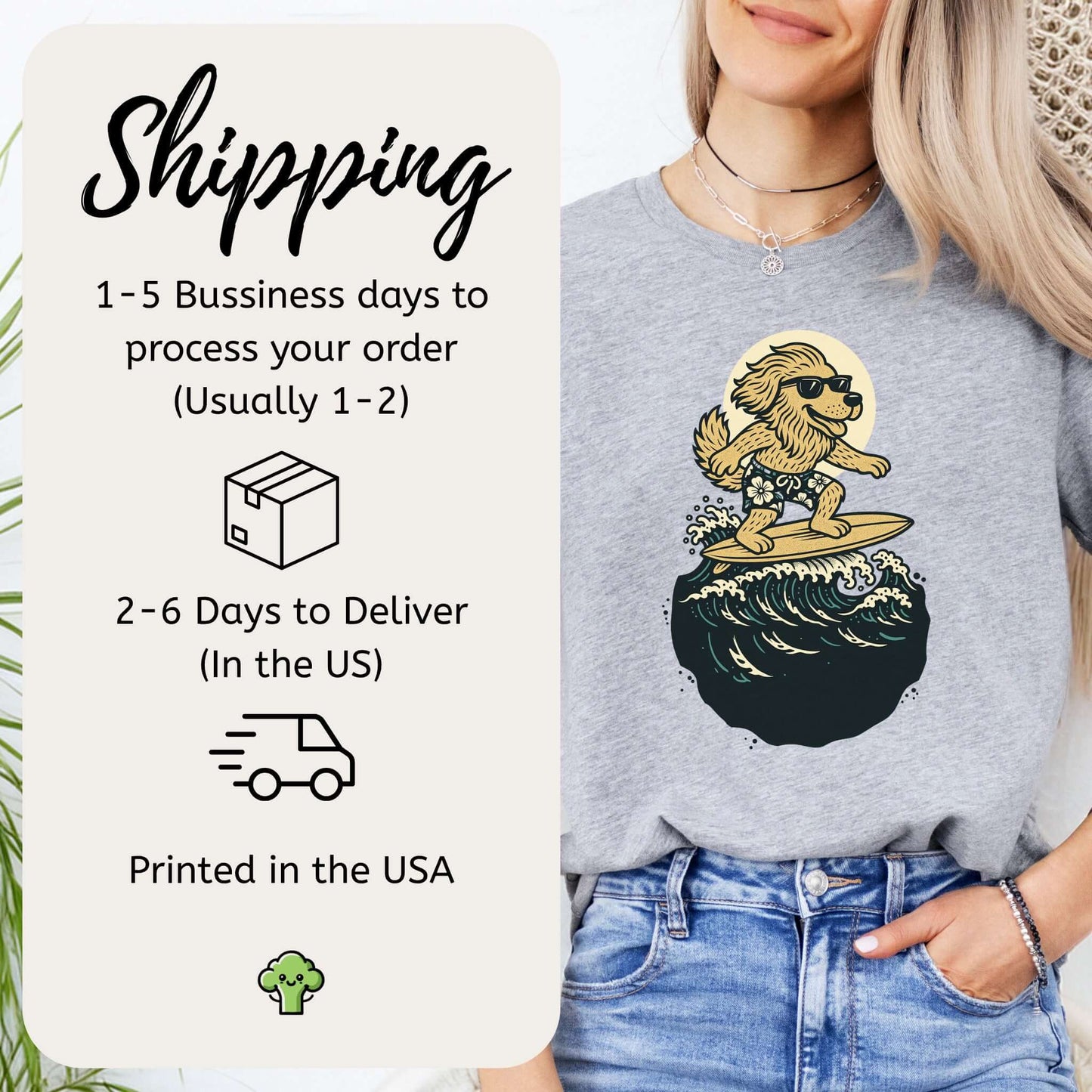 Surfing Dog in Shades T-Shirt