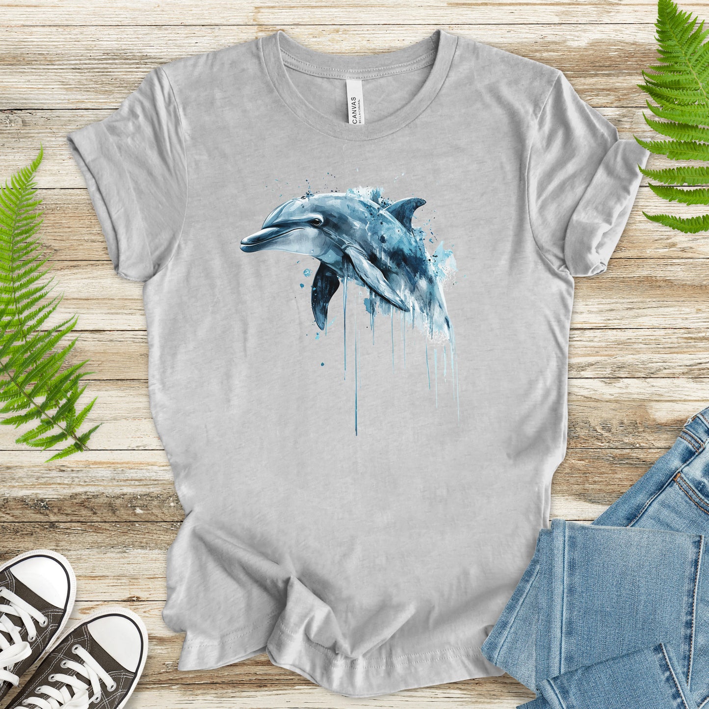 Watercolor Dolphin T-Shirt – Ocean Lover Vintage Sea Life Tee