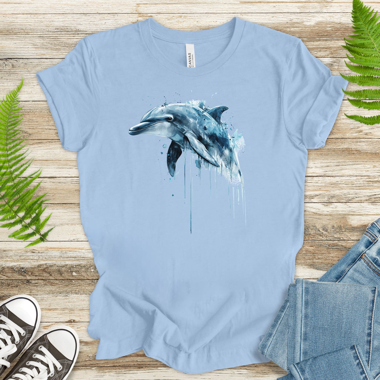 Watercolor Dolphin T-Shirt – Ocean Lover Vintage Sea Life Tee