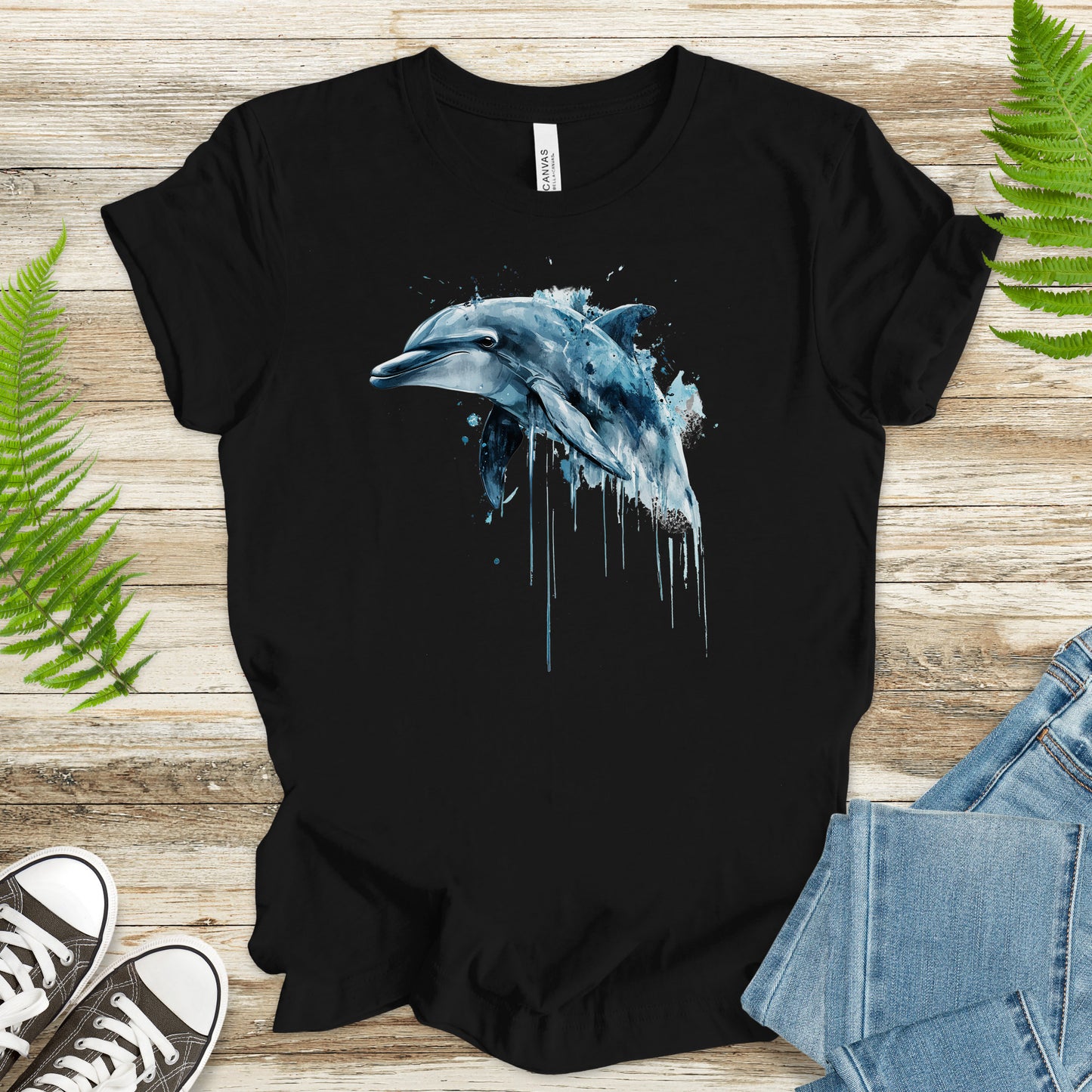 Watercolor Dolphin T-Shirt – Ocean Lover Vintage Sea Life Tee