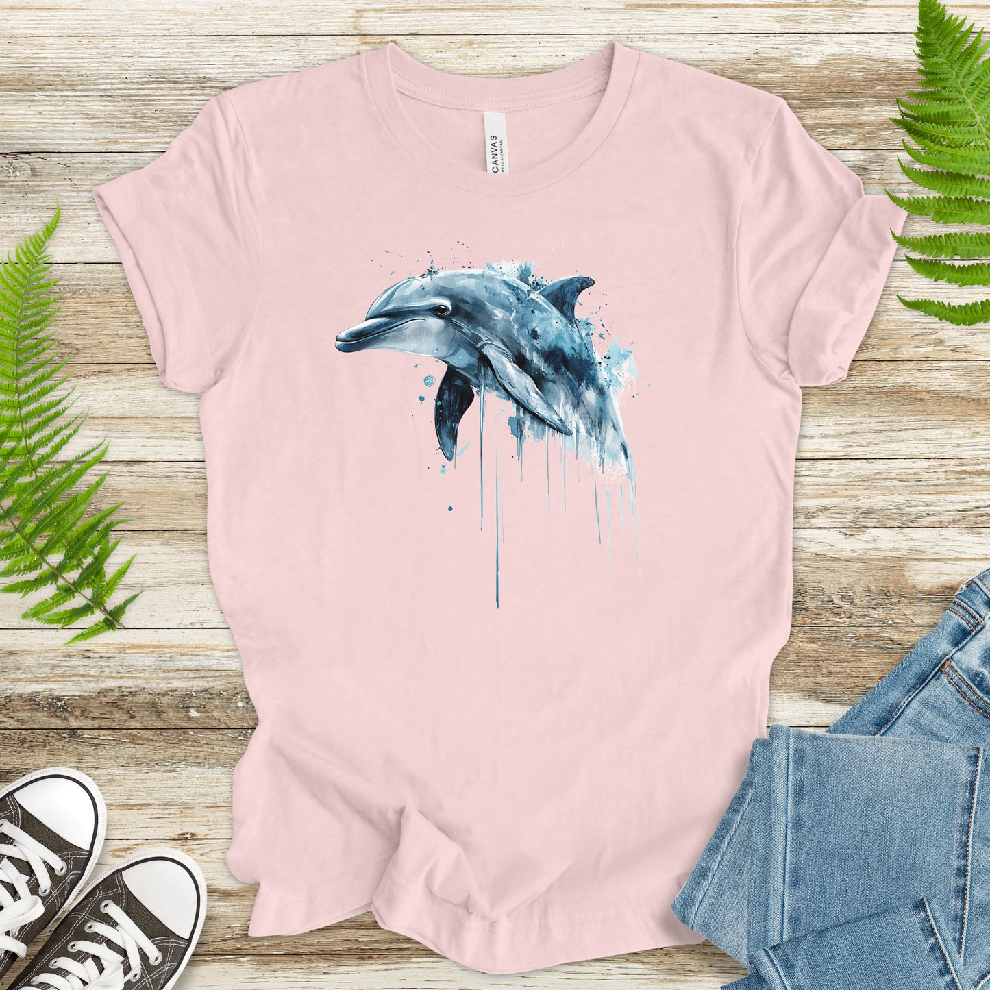 Watercolor Dolphin T-Shirt – Ocean Lover Vintage Sea Life Tee