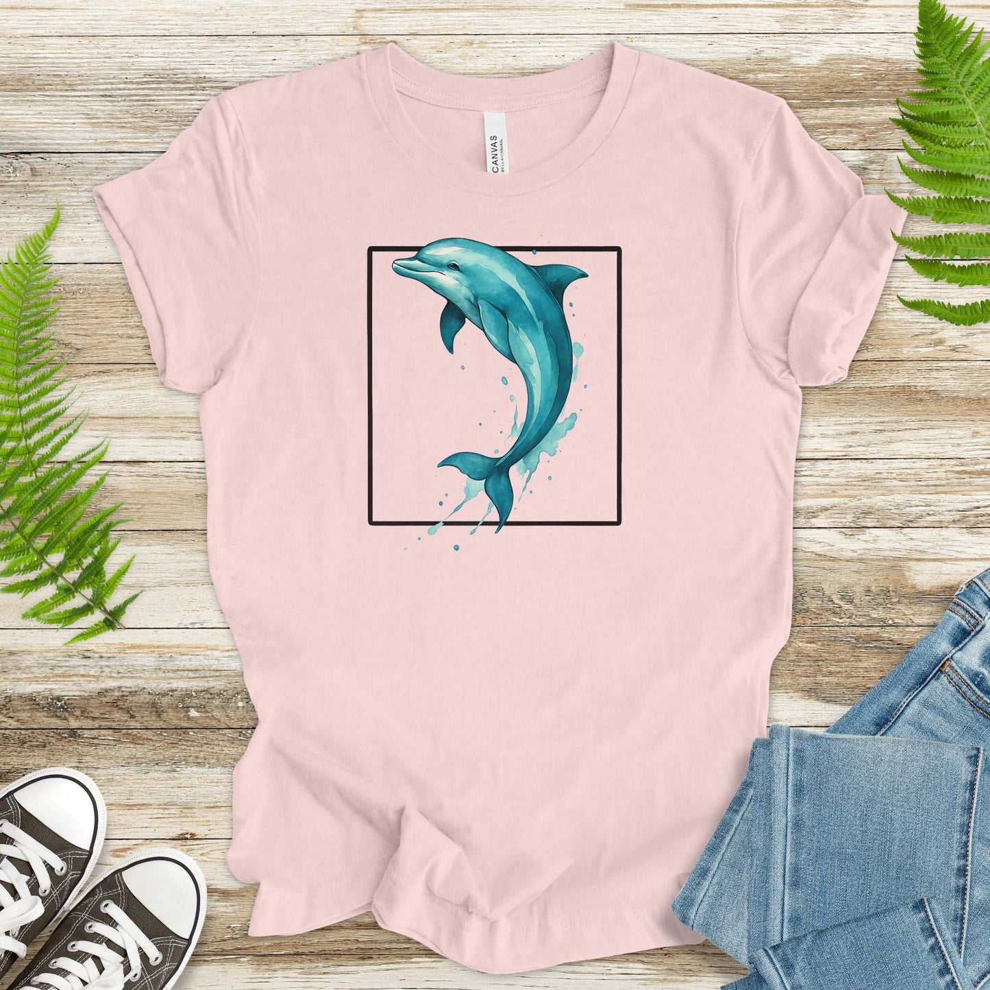 Watercolor Dolphin T-Shirt – Retro Ocean Lover Graphic Tee