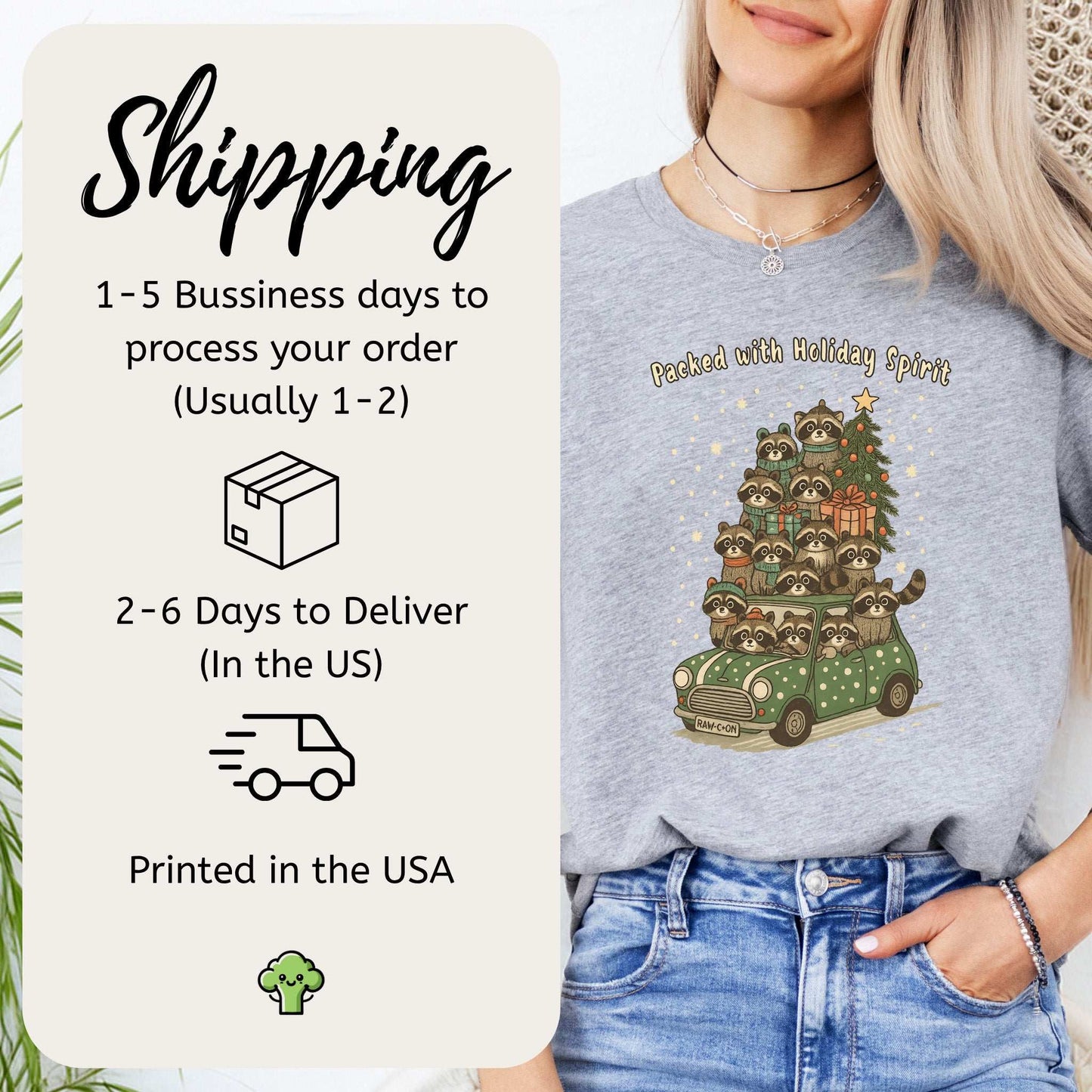 Packed with Holiday Spirit Raccoon T-Shirt – Funny Christmas Car Chaos Tee