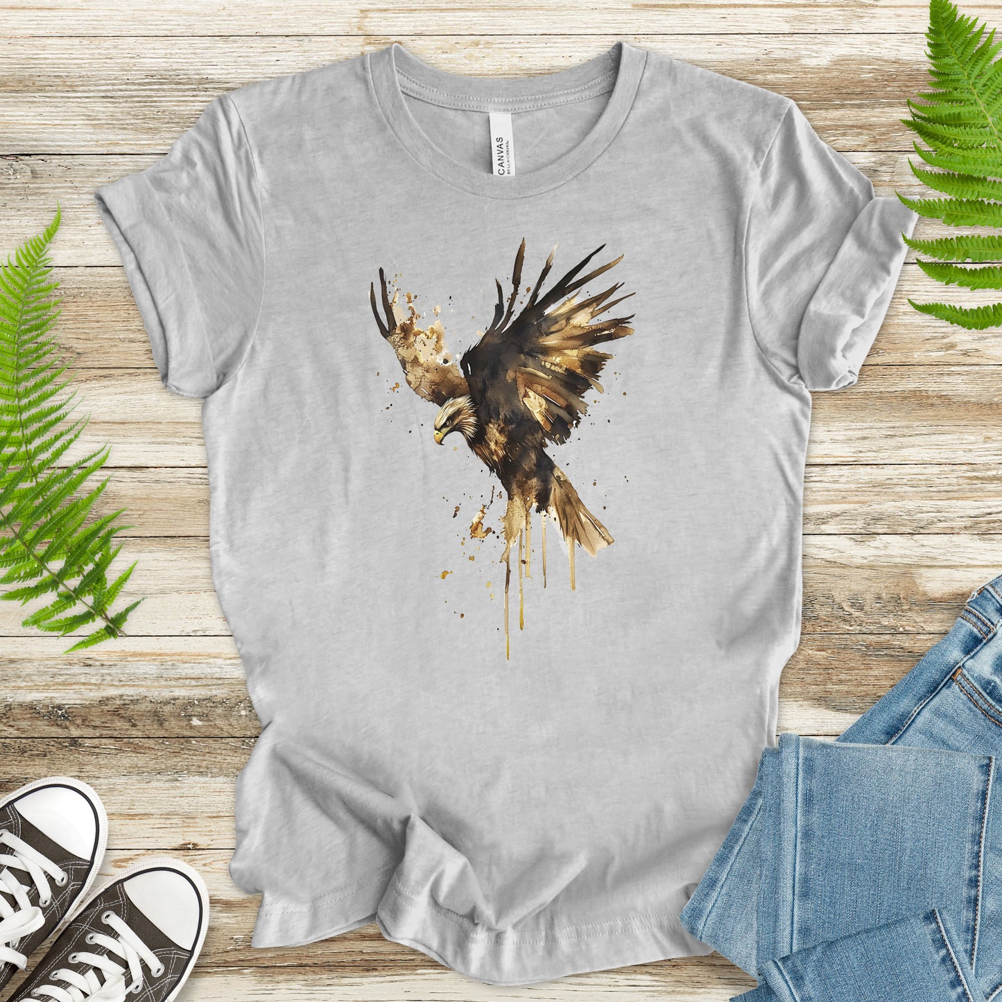 Watercolor Eagle T-Shirt – Vintage American Wildlife Tee