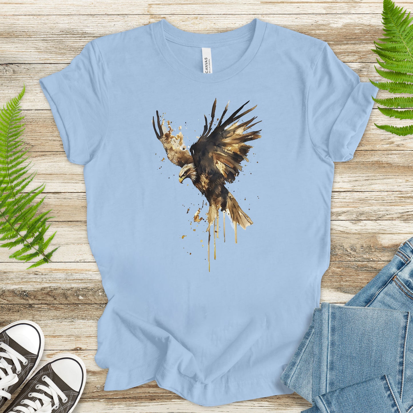 Watercolor Eagle T-Shirt – Vintage American Wildlife Tee