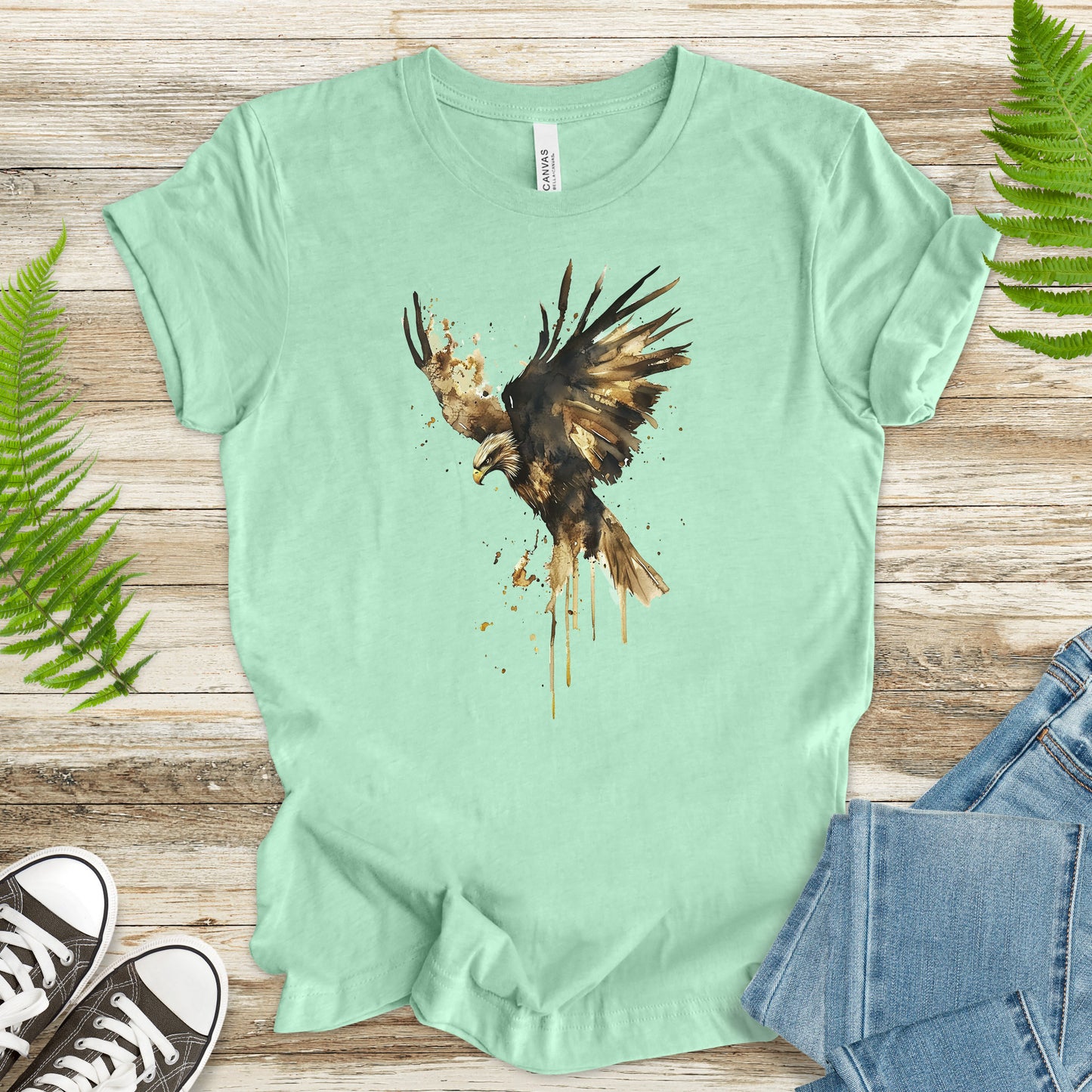 Watercolor Eagle T-Shirt – Vintage American Wildlife Tee