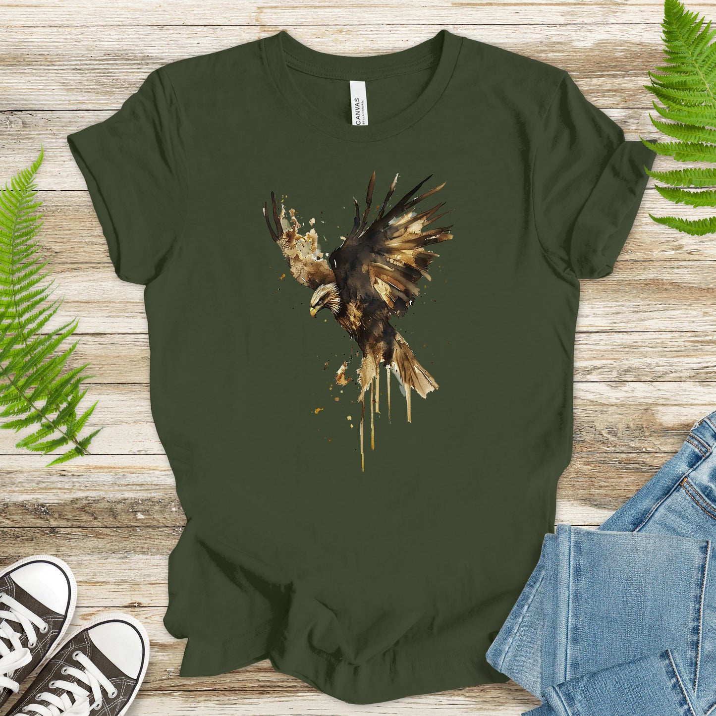 Watercolor Eagle T-Shirt – Vintage American Wildlife Tee