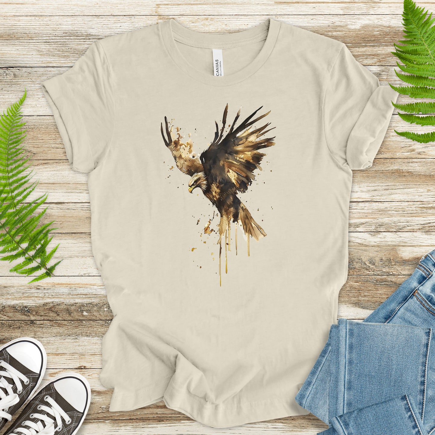 Watercolor Eagle T-Shirt – Vintage American Wildlife Tee