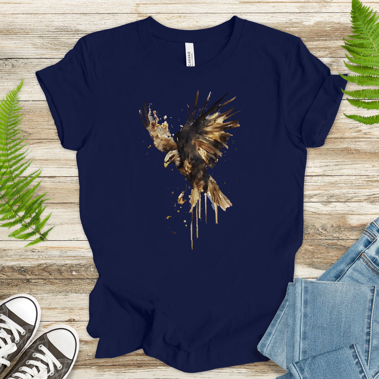 Watercolor Eagle T-Shirt – Vintage American Wildlife Tee