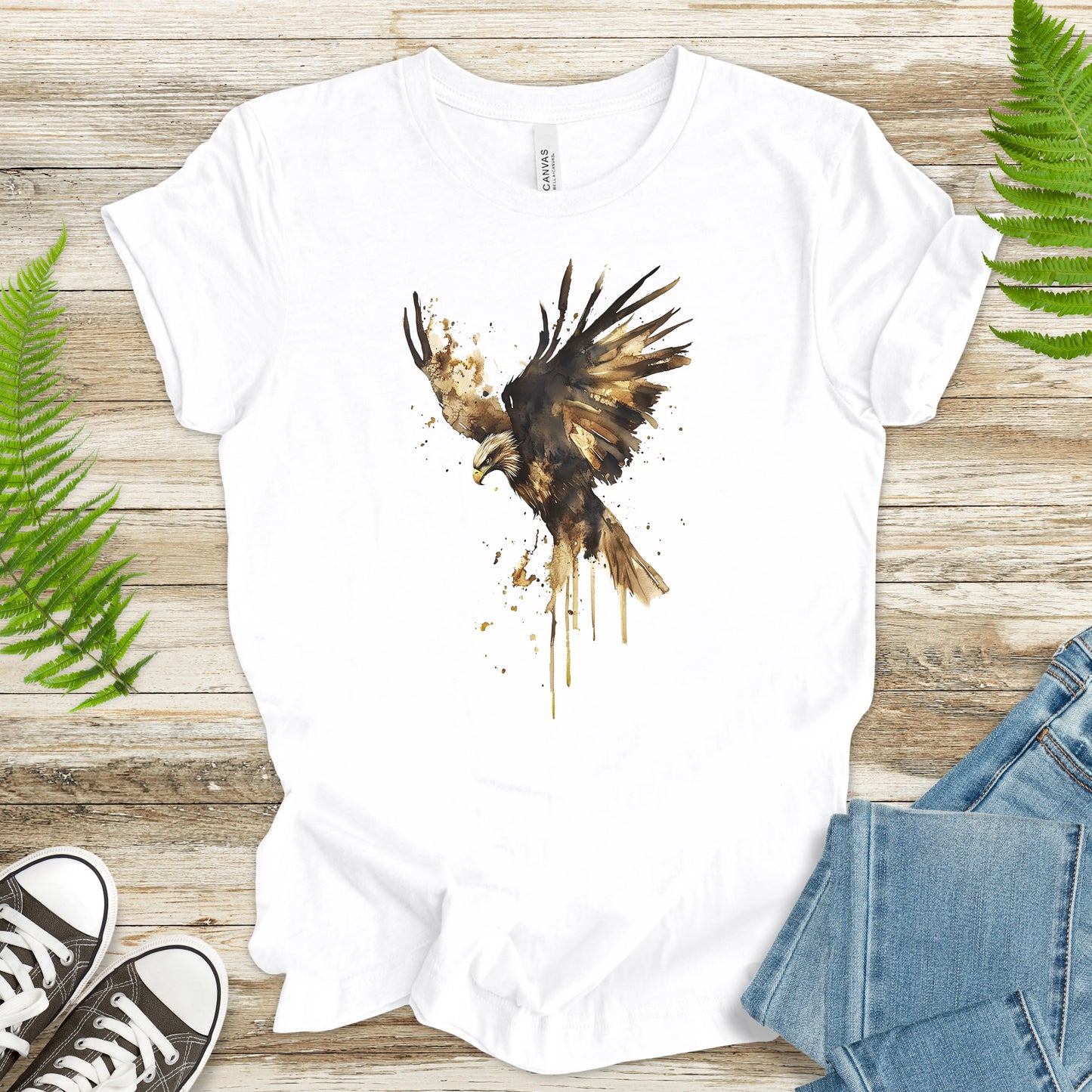 Watercolor Eagle T-Shirt – Vintage American Wildlife Tee