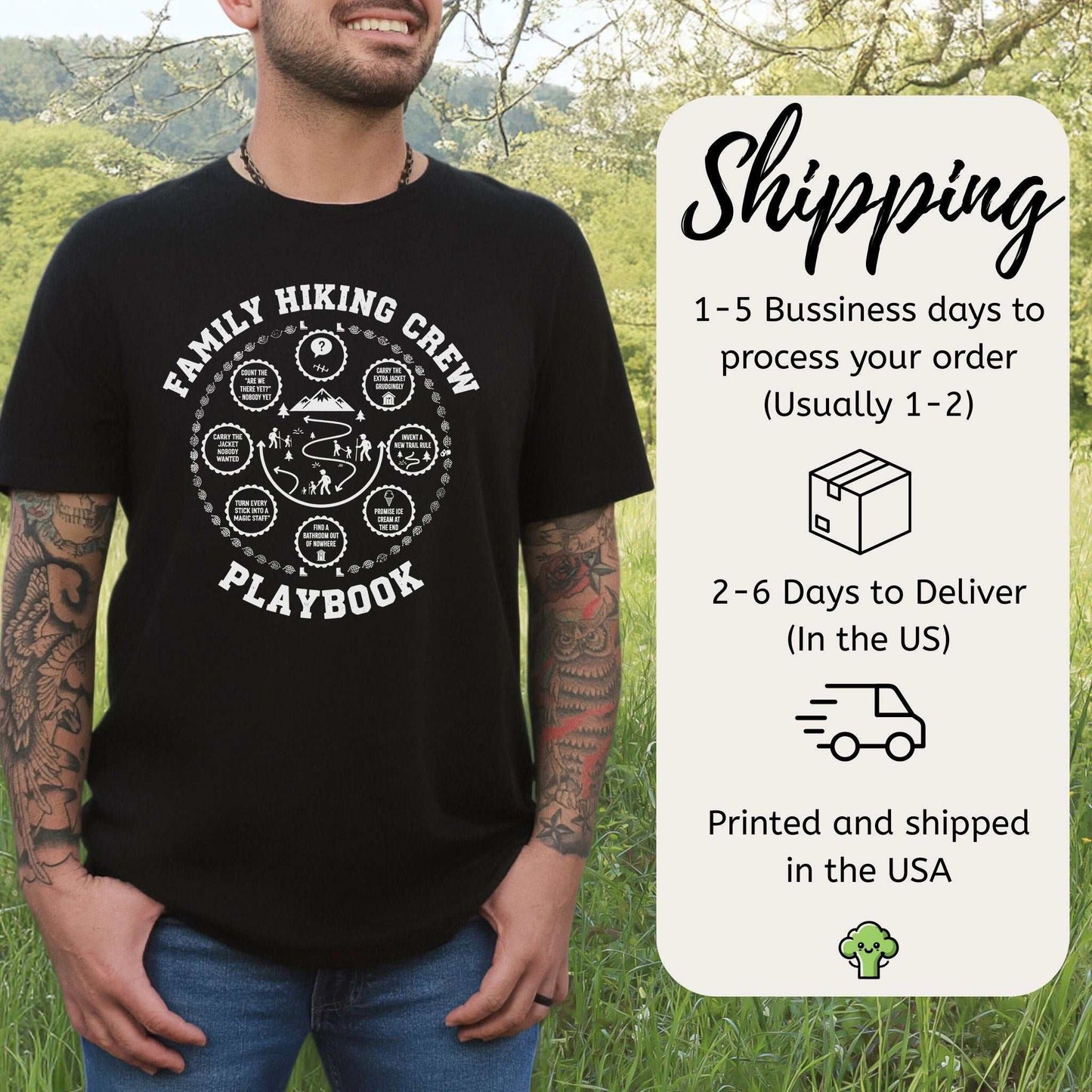 Family Hiking Crew Playbook T-Shirt – Fun Trail Adventure Family Tee