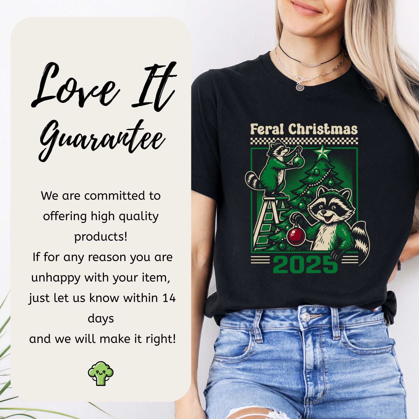 Feral Christmas Raccoon T-Shirt – Cute Chaos Holiday Tree Tee