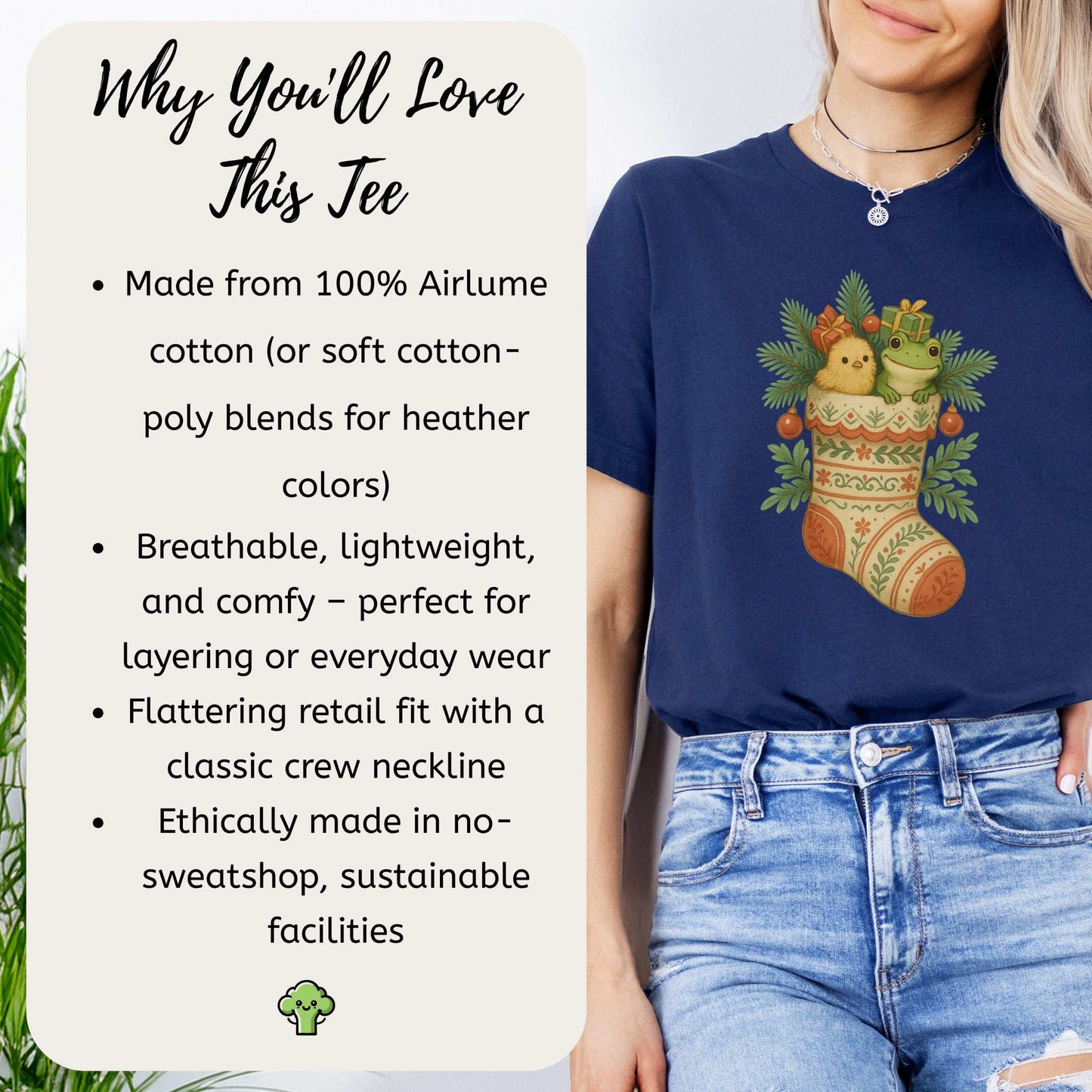 Festive Stocking Friends T-Shirt – Cute Frog & Chick Christmas Tee