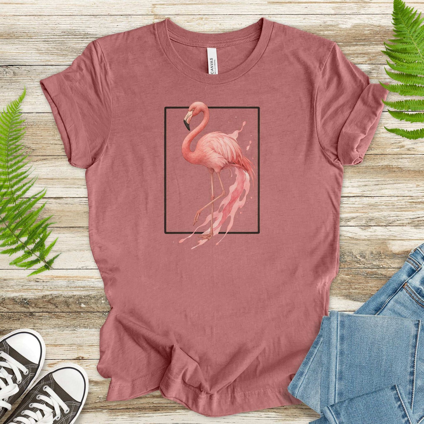 Flamingo Watercolor Style T-Shirt – Tropical Pink Paradise Vibes