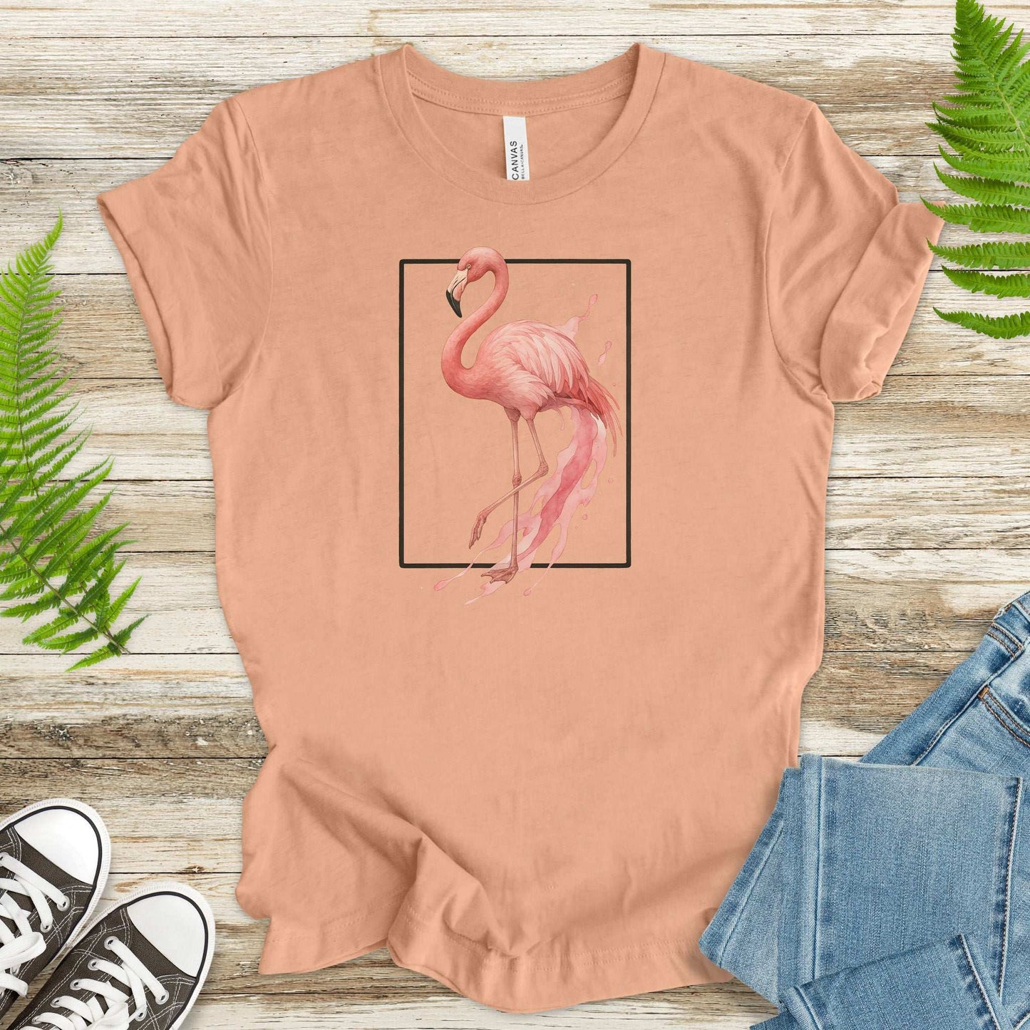 Flamingo Watercolor Style T-Shirt – Tropical Pink Paradise Vibes