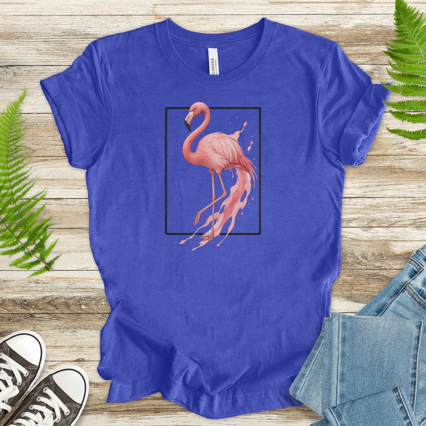 Flamingo Watercolor Style T-Shirt – Tropical Pink Paradise Vibes