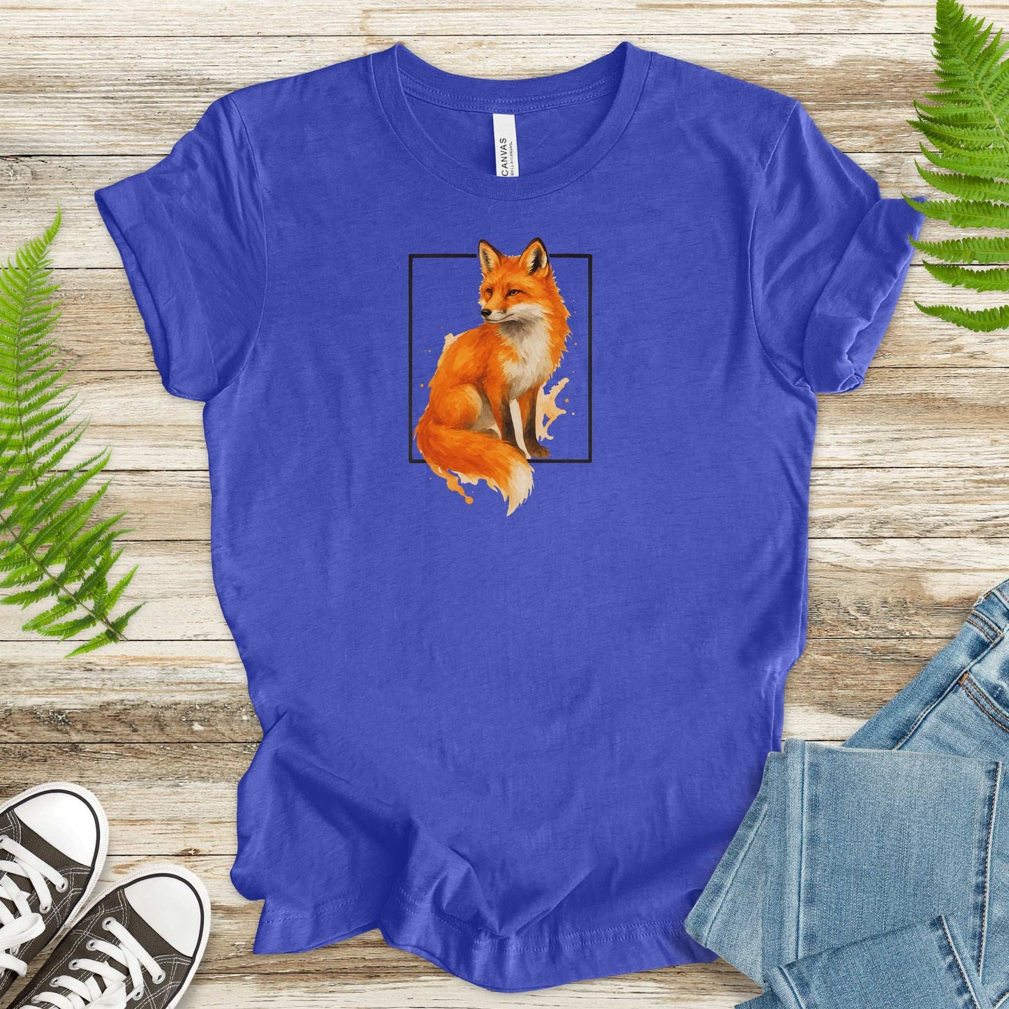 Fox Watercolor Style T-Shirt – Mystical Woodland Spirit