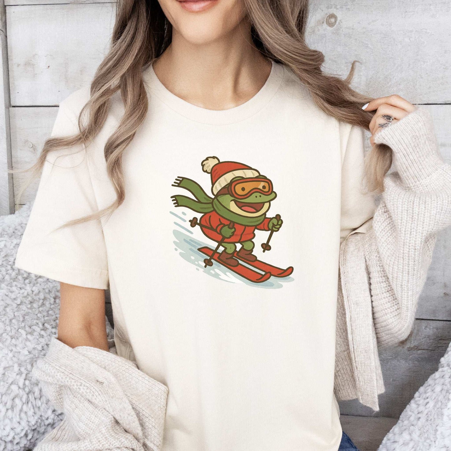 Froggy Ski Fun T-Shirt – Funny Winter Sports Frog Christmas Tee