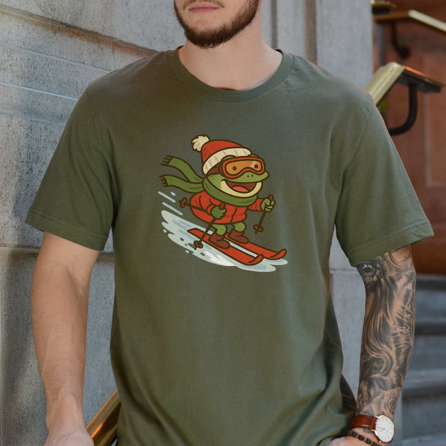 Froggy Ski Fun T-Shirt – Funny Winter Sports Frog Christmas Tee