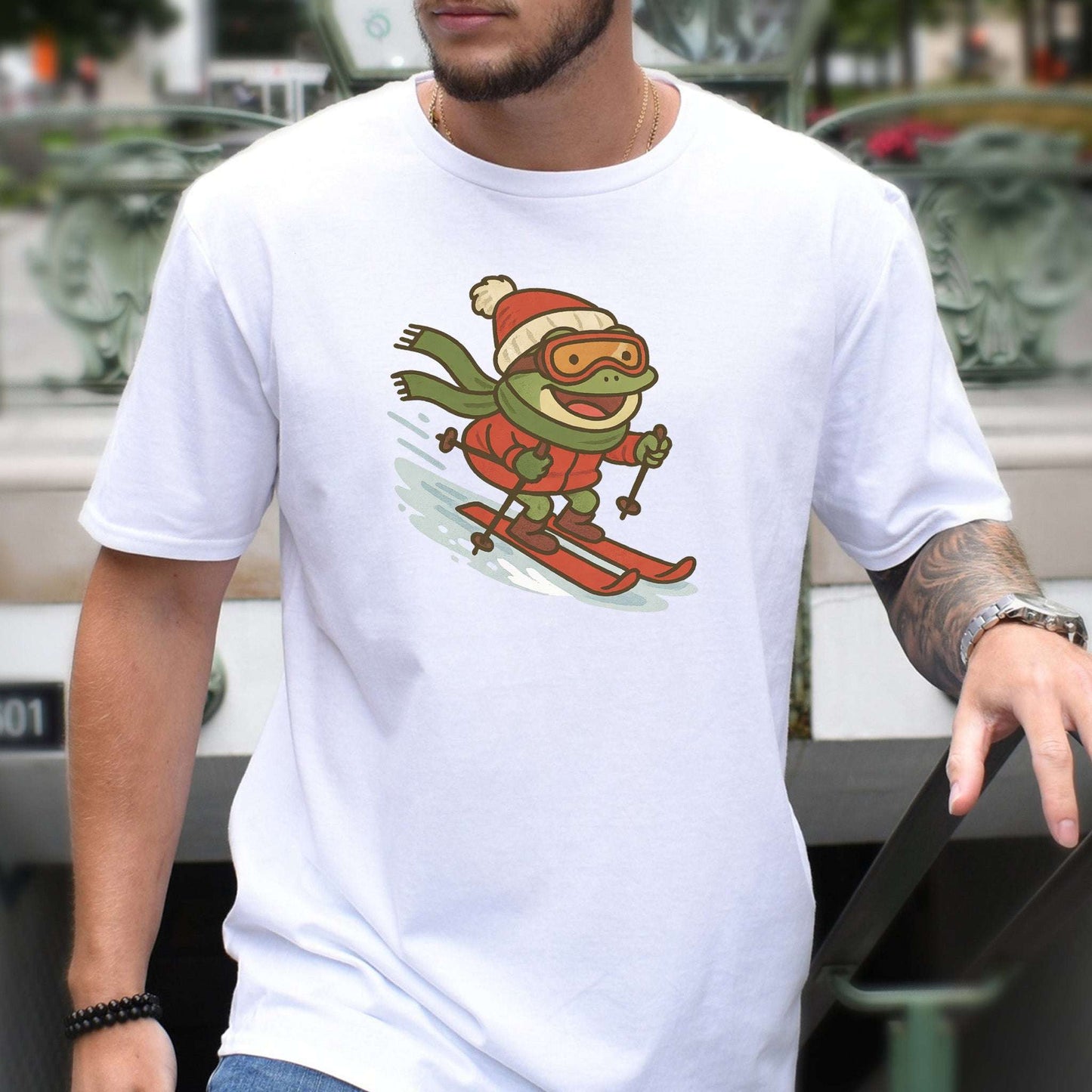 Froggy Ski Fun T-Shirt – Funny Winter Sports Frog Christmas Tee