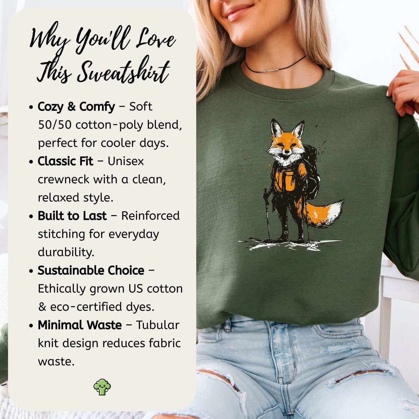 Fox Hiker Adventure Sweatshirt – Trail-Ready Fox in Cozy Style