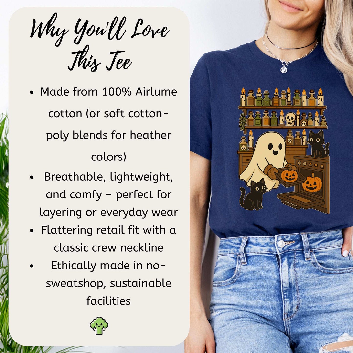 Ghostly Baking & Black Cats T-Shirt – Cozy Halloween Kitchen Vibes Tee