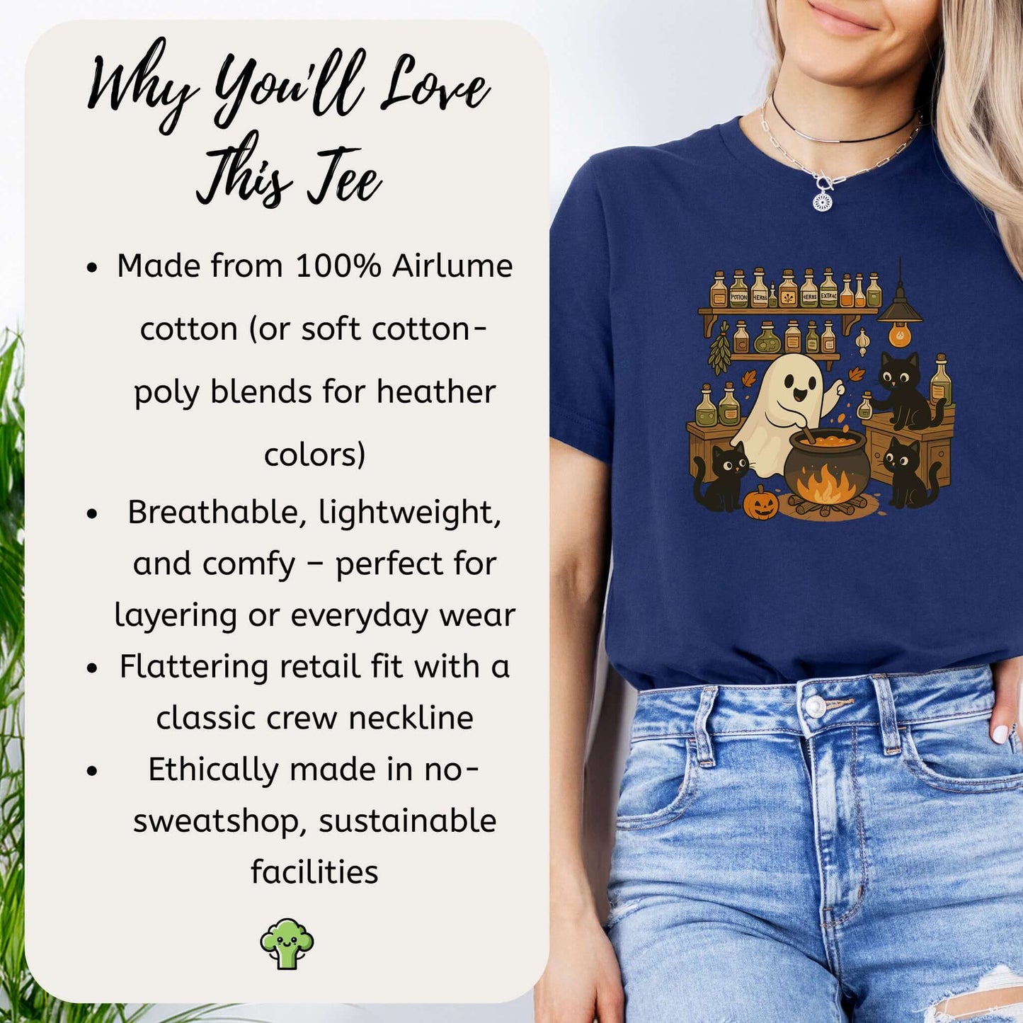 Ghost and Black Cats Halloween T-Shirt – Cute Cat Lover Spooky Season Gift