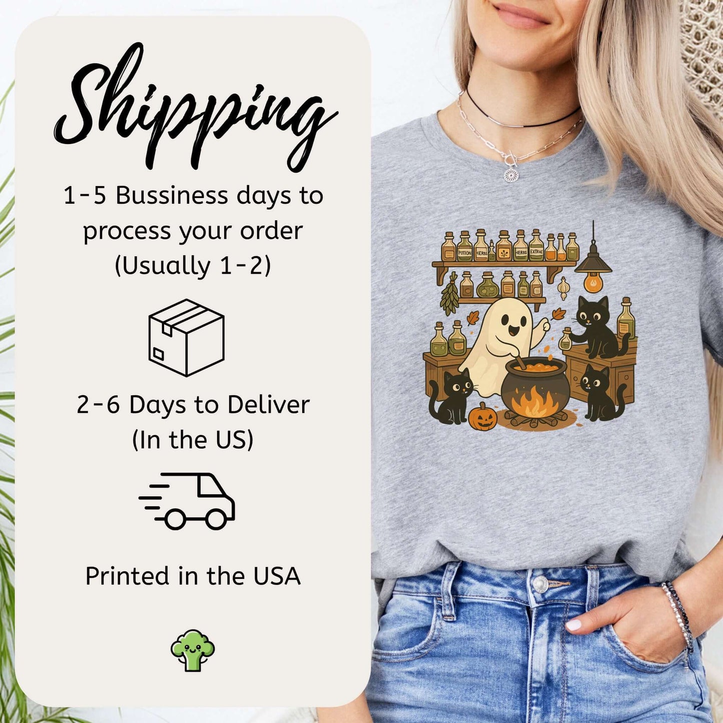 Ghost and Black Cats Halloween T-Shirt – Cute Cat Lover Spooky Season Gift
