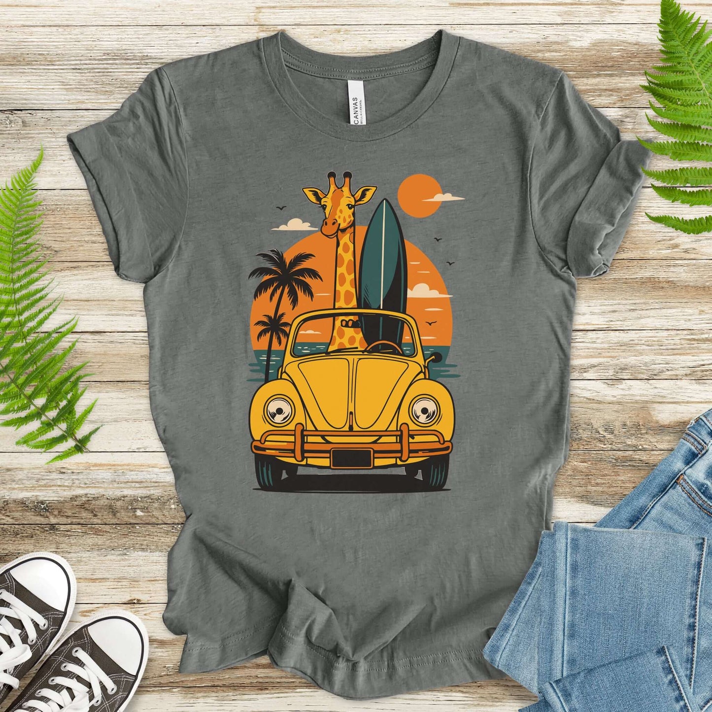 Surfed Out Giraffe T-Shirt – Funny Ocean & Surfing Lover Tee