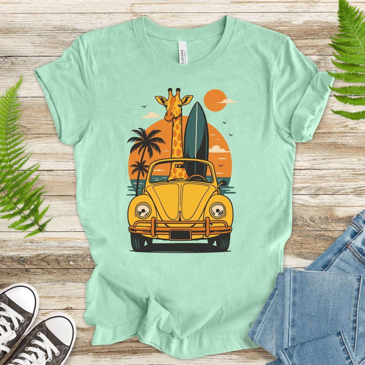 Surfed Out Giraffe T-Shirt – Funny Ocean & Surfing Lover Tee