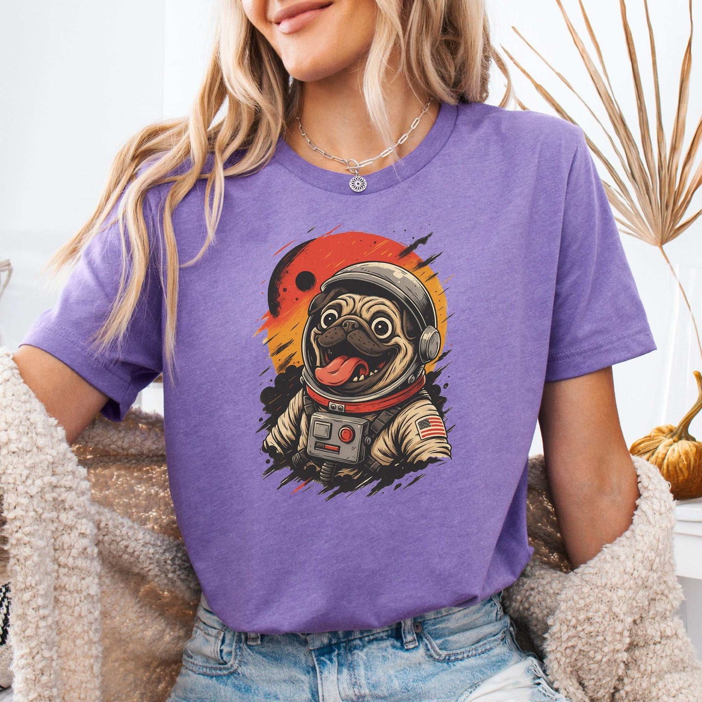 Pugstronaut Space T-Shirt – Funny Goofy Pug in Galaxy Suit Tee
