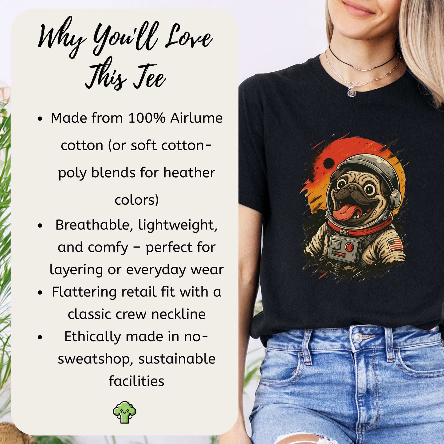 Pugstronaut Space T-Shirt – Funny Goofy Pug in Galaxy Suit Tee