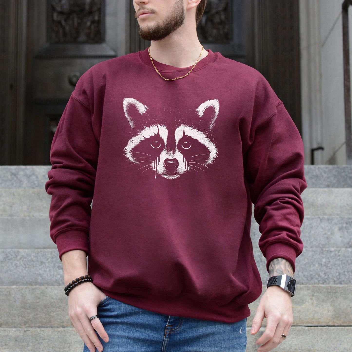 Gothcoon Raccoon Sweatshirt – Vintage Grunge Forest Spirit Vibes