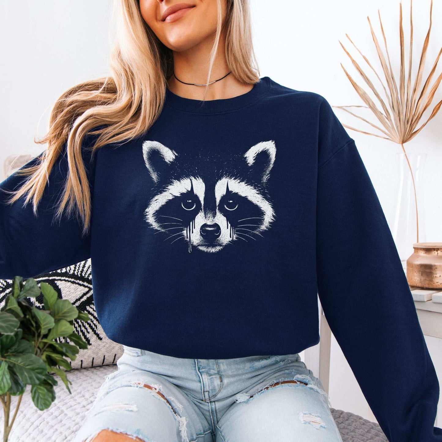 Gothcoon Raccoon Sweatshirt – Vintage Grunge Forest Spirit Vibes